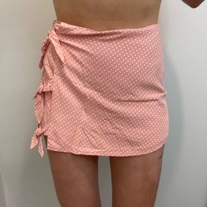 Lovers + Friends Pink with White Polka Dot Skort